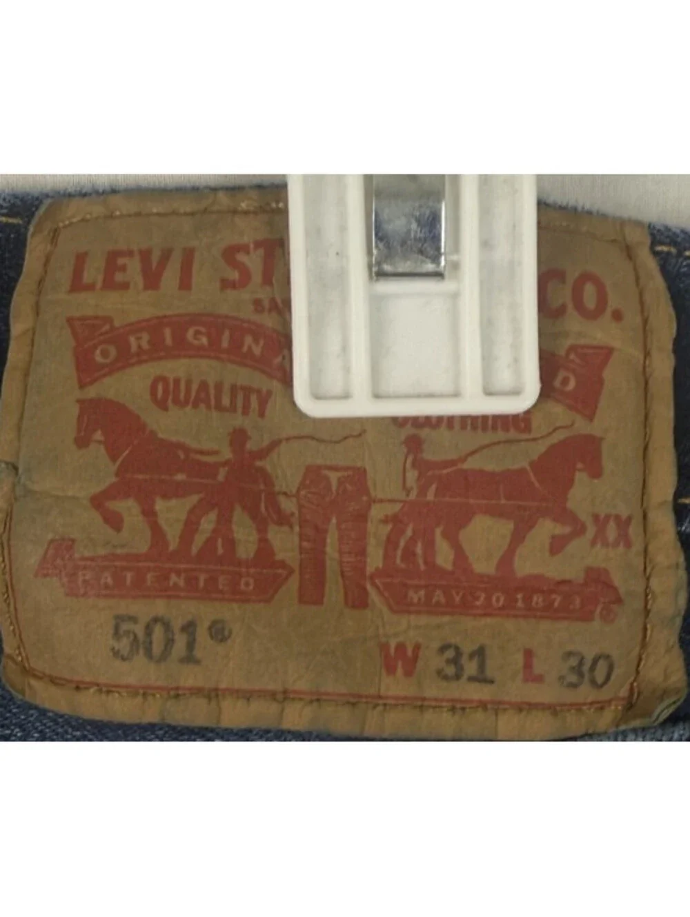 Levis 501 Jeans Mens 31x30 Blue Denim Button Fly Straight Leg Stretch Casual
